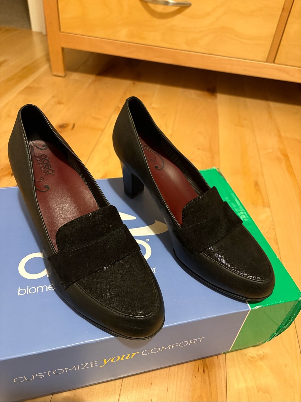 Abeo Comfortable Black Women's Block Heel Loafers